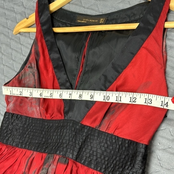 ZARA WOMAN gray sleeveless dress A-line skirt size S gray, black and red color - Picture 8 of 16